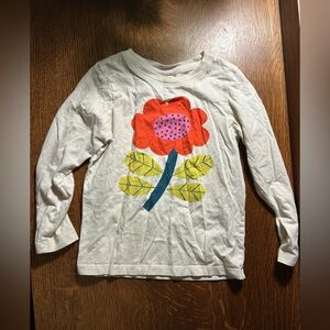 Hanna Andersson~Floral Kids Shirt - White with Red Flower~Size 5